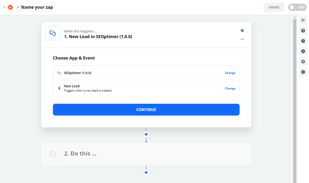 Zapier app stap 2